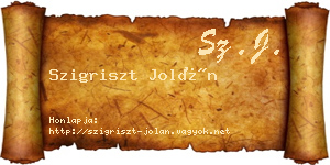 Szigriszt Jolán névjegykártya